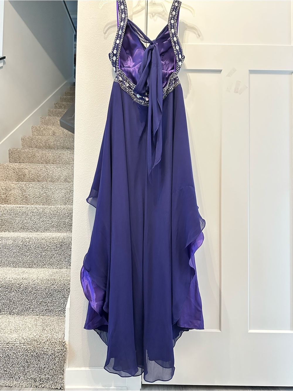 Fiesta Purple High-Low Formal Prom Event Dress with Beaded Waist size M - Picture 3 of 16
